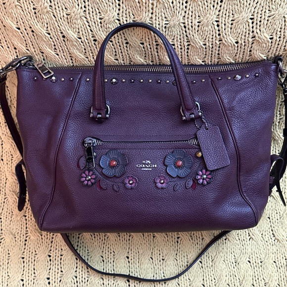 Coach Primrose Satchel In Willow Floral Oxblood Multi Color Flower - Picture 6 of 16